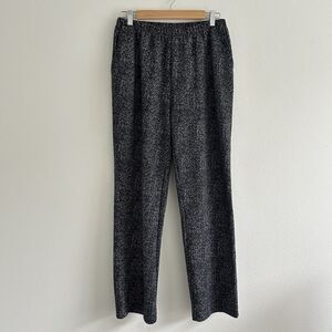 Lands End Size M Patterned Sport Knit Straight Leg Pull On Pants Sweatpants Gray